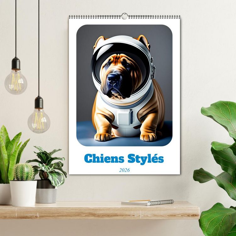 Produktbild: Chiens styl&eacute;s (Calendrier mural 2026 DIN A2 horizontal), CALVENDO calendrier mensuel
