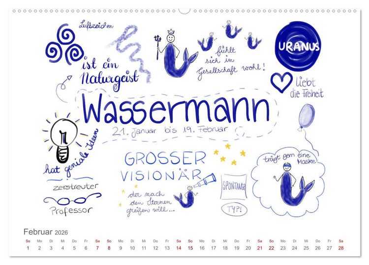 Produktbild: Sternzeichen-Kalender (hochwertiger Premium Wandkalender 2026 DIN A2 quer), Kunstdruck in Hochglanz