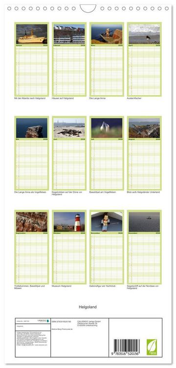 Produktbild: Familienplaner 2026 - Helgoland mit 5 Spalten (Wandkalender, 21 x 45 cm) CALVENDO