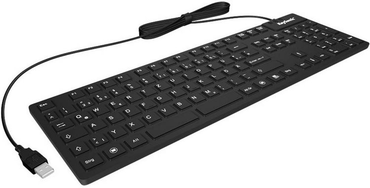 Produktbild: Keysonic KSK-8030 IN (DE) USB Tastatur Deutsch, QWERTZ Schwarz Spritzwassergesch&uuml;tzt