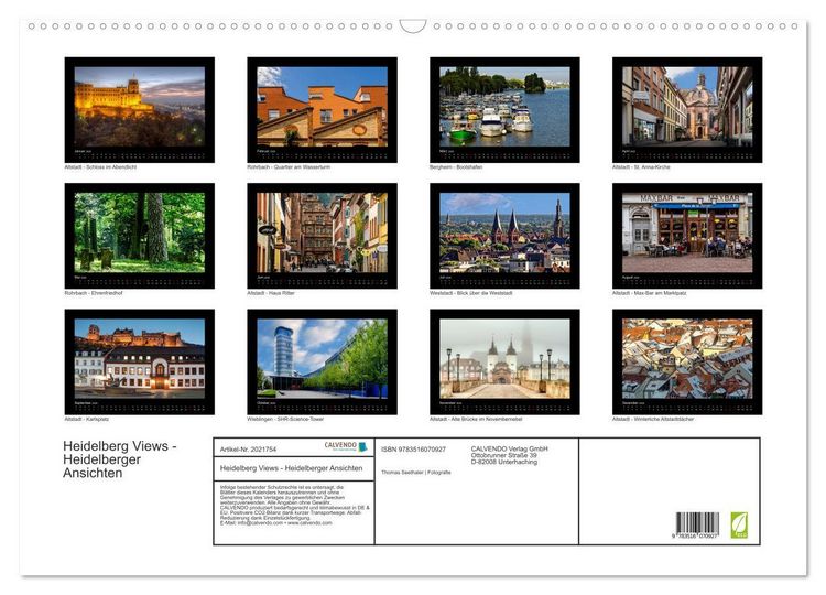 Produktbild: Heidelberg Views - Heidelberger Ansichten (Wandkalender 2026 DIN A2 quer), CALVENDO Monatskalender