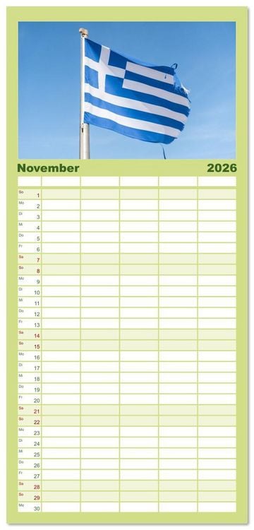 Produktbild: Familienplaner 2026 - Mediterraner Zauber - Korfu in all seinen Facetten mit 5 Spalten (Wandkalender, 21 x 45 cm) CALVENDO