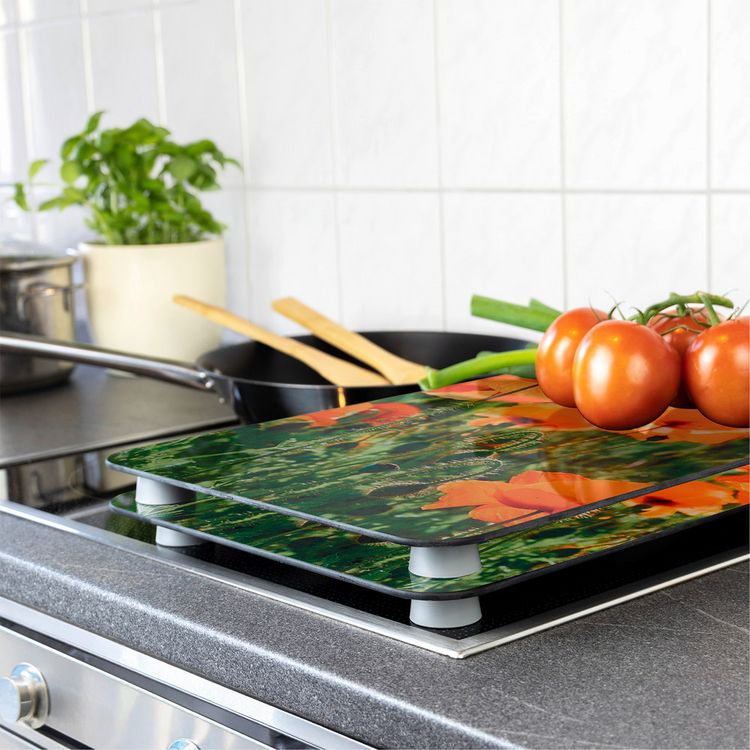 Produktbild: Herdabdeckplatte Universal Mod. Mohnfeld, 2er Set, f&uuml;r alle Herdarten geeignet