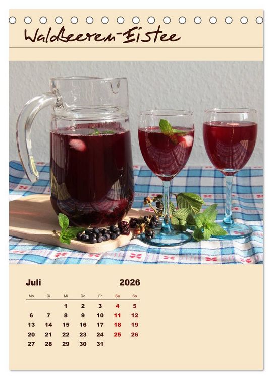 Produktbild: Erfrischender Eistee - Rezeptideen (Tischkalender 2026 DIN A5 hoch), CALVENDO Monatskalender