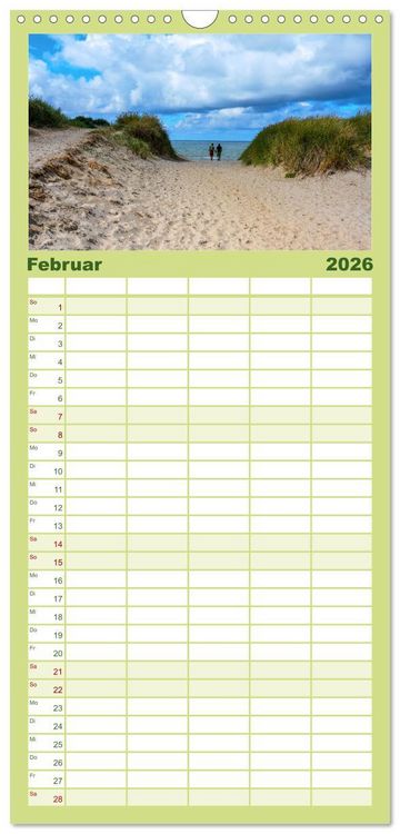 Produktbild: Familienplaner 2026 - D&auml;nemarks Nordseek&uuml;ste - von Esbjerg bis Sondervig mit 5 Spalten (Wandkalender, 21 x 45 cm) CALVENDO