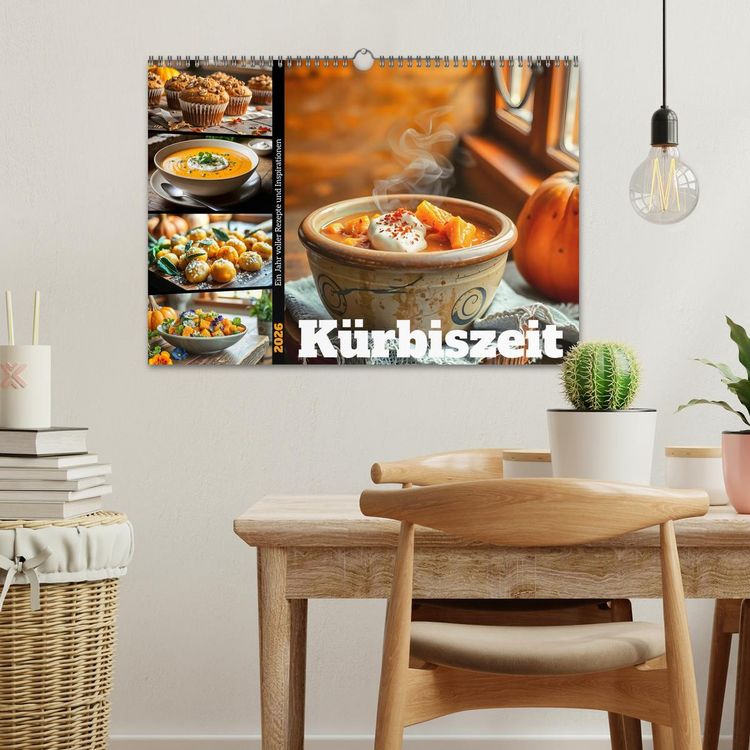 Produktbild: K&uuml;rbiszeit - Ein Jahr voller Rezepte und Inspirationen (Wandkalender 2026 DIN A3 quer), CALVENDO Monatskalender