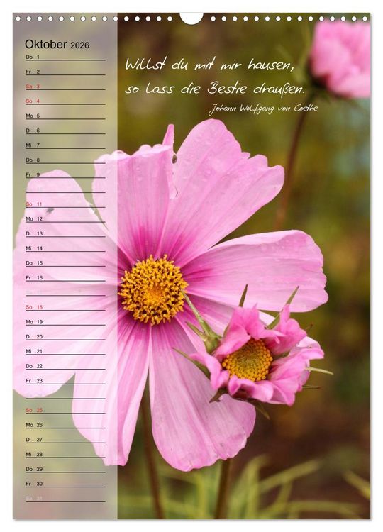 Produktbild: Blumen & Zitate / Geburtstagskalender (Wandkalender 2026 DIN A3 hoch), CALVENDO Monatskalender