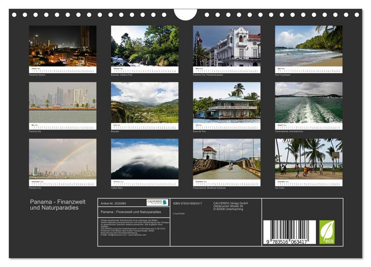 Produktbild: Panama - Finanzwelt und Naturparadies (Wandkalender 2026 DIN A4 quer), CALVENDO Monatskalender