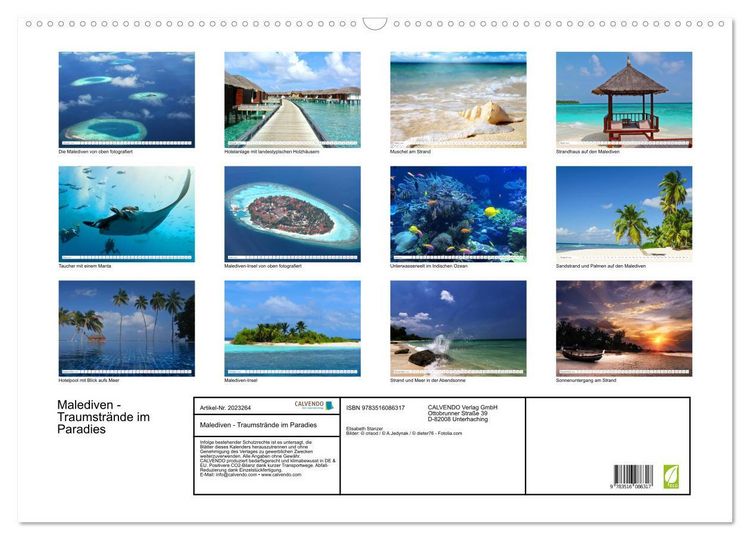 Produktbild: Malediven - Traumstr&auml;nde im Paradies (Wandkalender 2026 DIN A2 quer), CALVENDO Monatskalender