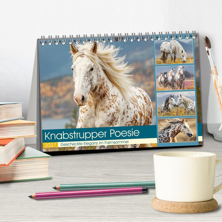 Produktbild: Knabstrupper Poesie. Gescheckte Eleganz im Farmsommer (Tischkalender 2027 DIN A5 quer), CALVENDO Monatskalender