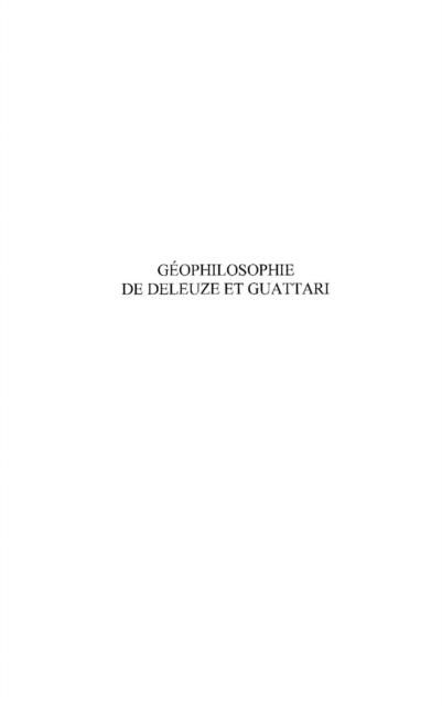 Produktbild: Geophilosophie de deleuze et guattari