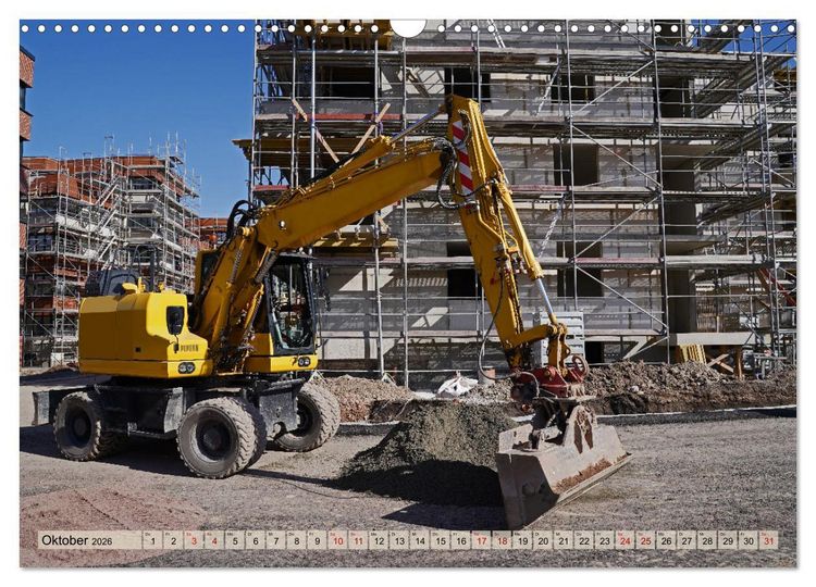 Produktbild: Bagger im Einsatz (Wandkalender 2026 DIN A3 quer), CALVENDO Monatskalender