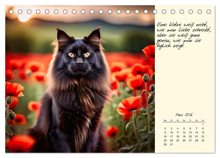 Produktbild: Katzen - Charakter und Sch&ouml;nheit (Tischkalender 2026 DIN A5 quer), CALVENDO Monatskalender