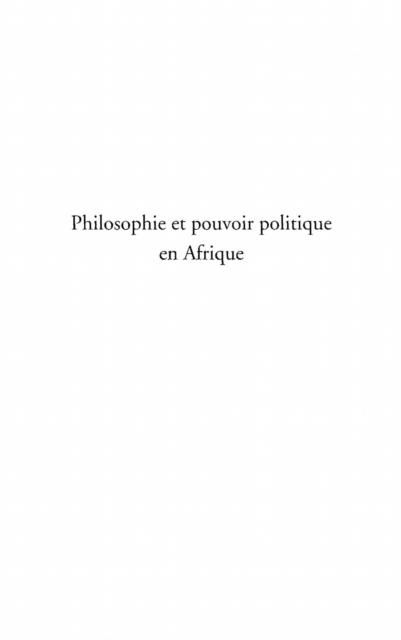 Produktbild: Philosophie et pouvoir politique en Afrique