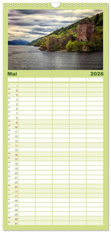 Produktbild: Familienplaner 2026 - Schottlands Burgen und Ruinen mit 5 Spalten (Wandkalender, 21 x 45 cm) CALVENDO