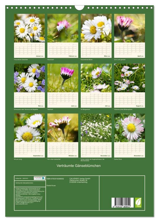 Produktbild: Vertr&auml;umte G&auml;nsebl&uuml;mchen (Wandkalender 2026 DIN A3 hoch), CALVENDO Monatskalender