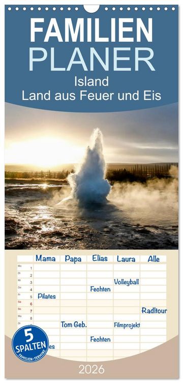 Produktbild: Familienplaner 2026 - Island - Land aus Feuer und Eis mit 5 Spalten (Wandkalender, 21 x 45 cm) CALVENDO