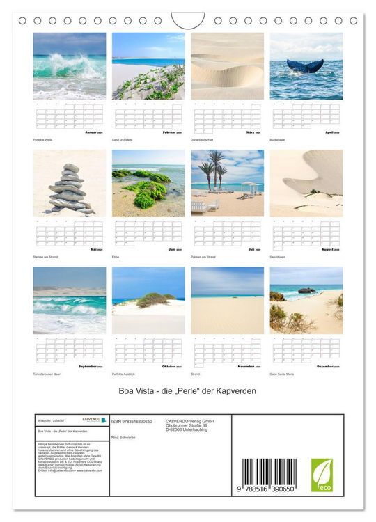 Produktbild: Boa Vista - die &bdquo;Perle&ldquo; der Kapverden (Wandkalender 2026 DIN A4 hoch), CALVENDO Monatskalender