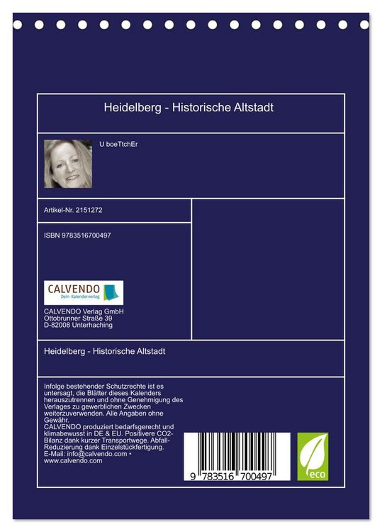 Produktbild: Heidelberg - Historische Altstadt (Tischkalender 2026 DIN A5 hoch), CALVENDO Monatskalender