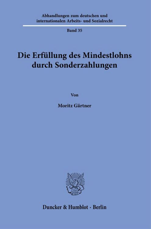 Produktbild: Die Erf&uuml;llung des Mindestlohns durch Sonderzahlungen