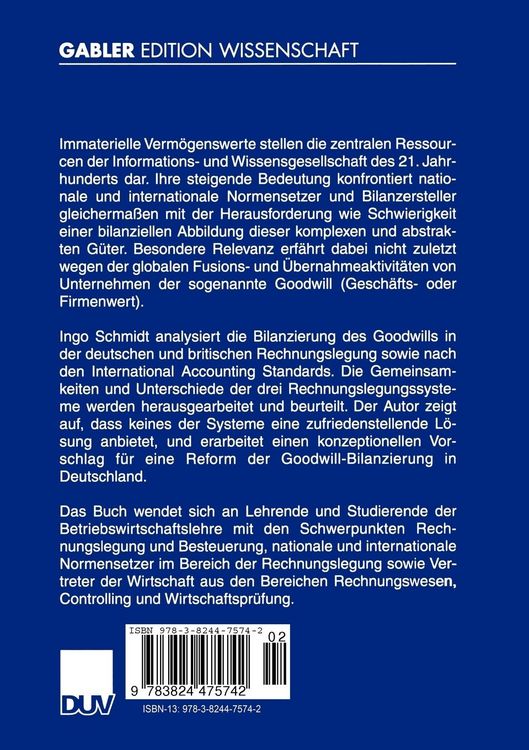 Produktbild: Bilanzierung des Goodwills im internationalen Vergleich