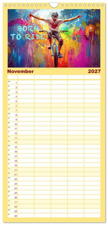 Produktbild: Familienplaner 2027 - BMX - Coole Slogans mit 5 Spalten (Wandkalender, 21 x 45 cm) CALVENDO