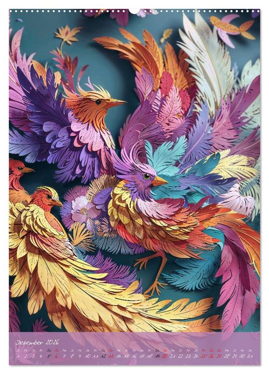 Produktbild: Papierv&ouml;gel - Digitale Kunst (Wandkalender 2026 DIN A2 hoch), CALVENDO Monatskalender