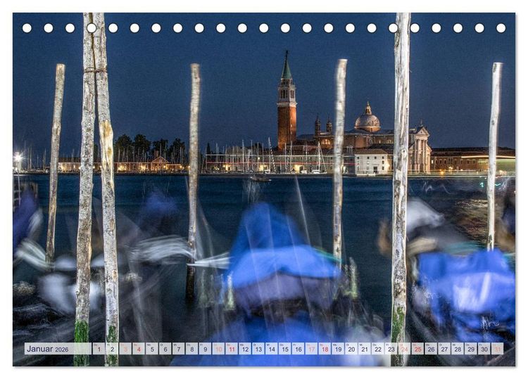 Produktbild: Stilles Venedig wenn es Nacht wird (Tischkalender 2026 DIN A5 quer), CALVENDO Monatskalender