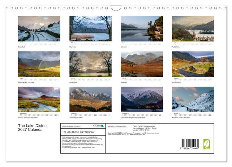 Produktbild: The Lake District 2027 Calendar (Wall Calendar 2027 DIN A3 landscape), CALVENDO 12 Month Wall Calendar