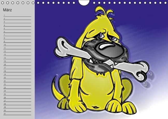 Produktbild: Hunde-Geburtstagskalender / Witziger Cartoon-Kalender (Wandkalender immerw&auml;hrend DIN A4 quer)