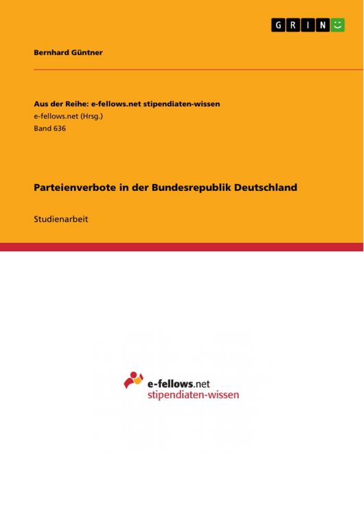 Produktbild: Parteienverbote in der Bundesrepublik Deutschland