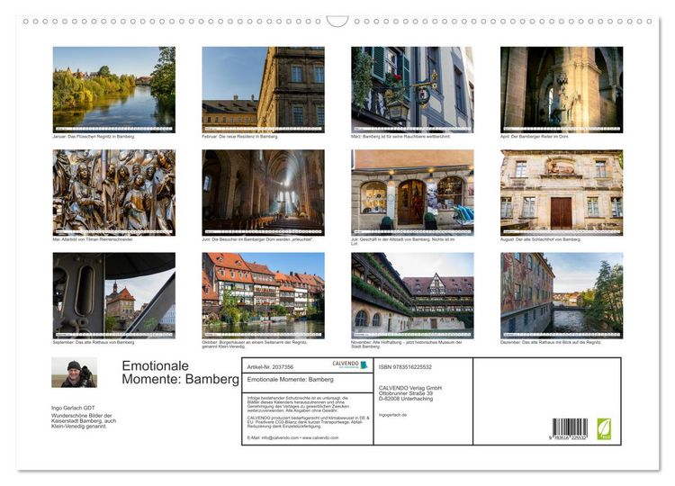 Produktbild: Emotionale Momente: Bamberg (Wandkalender 2026 DIN A2 quer), CALVENDO Monatskalender
