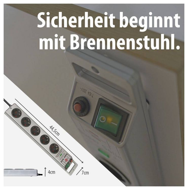 Produktbild: Brennenstuhl 1153340115 Steckdosenleiste mit Schalter 5fach Silber Schutzkontakt 1 St.