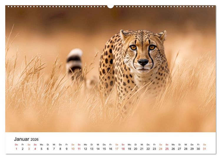 Produktbild: Geparden - Eleganz auf vier Pfoten (hochwertiger Premium Wandkalender 2026 DIN A2 quer), Kunstdruck in Hochglanz