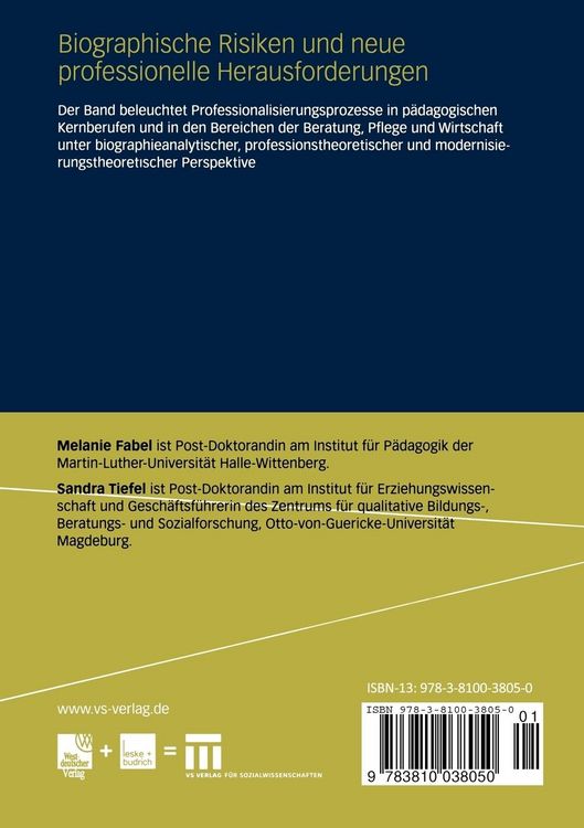 Produktbild: Biographische Risiken und neue professionelle Herausforderungen
