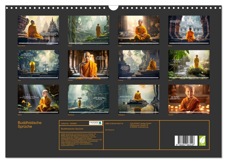 Produktbild: Buddhistische Spr&uuml;che (Wandkalender 2026 DIN A3 quer), CALVENDO Monatskalender