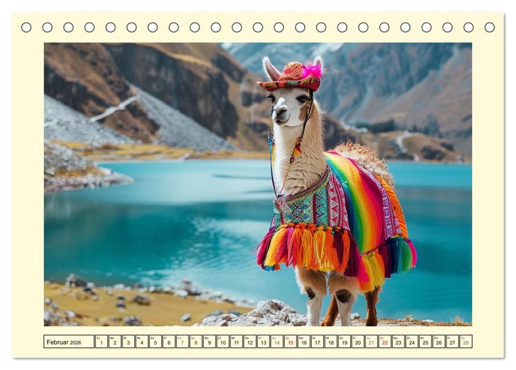 Produktbild: Lamas auf Tour. Perus flauschige Fashion-Ikonen (Tischkalender 2026 DIN A5 quer), CALVENDO Monatskalender
