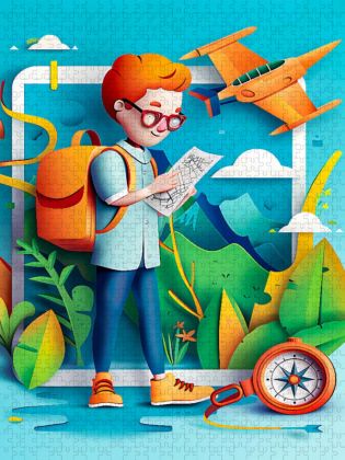 Produktbild: CALVENDO Puzzle Junger Reiseblogger auf Reisen als Travel-Influencer. | 1000 Teile Lege-Gr&ouml;&szlig;e 64x48cm Foto-Puzzle f&uuml;r gl&uuml;ckliche Stunden