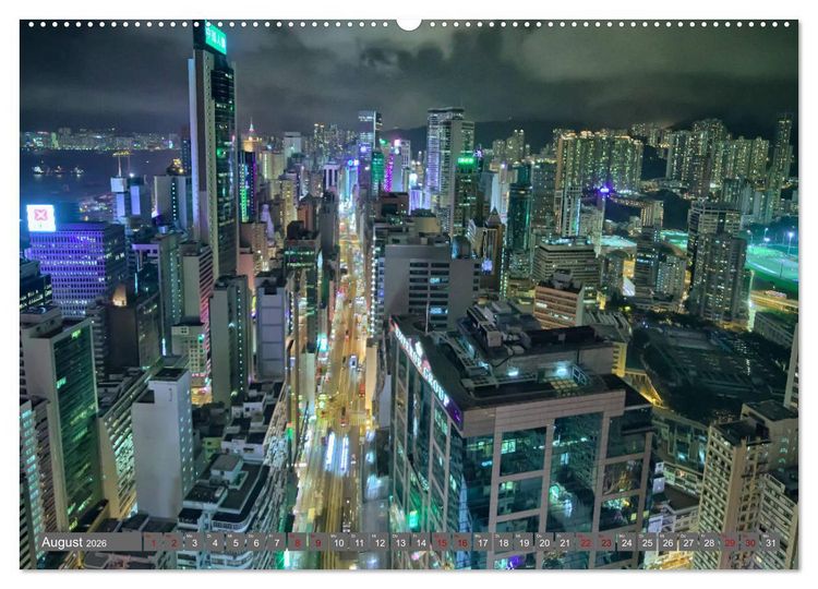 Produktbild: Hong Kong Citylights (hochwertiger Premium Wandkalender 2026 DIN A2 quer), Kunstdruck in Hochglanz