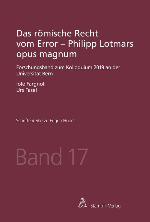 Produktbild: Das r&ouml;mische Recht vom Error - Philipp Lotmars opus magnum