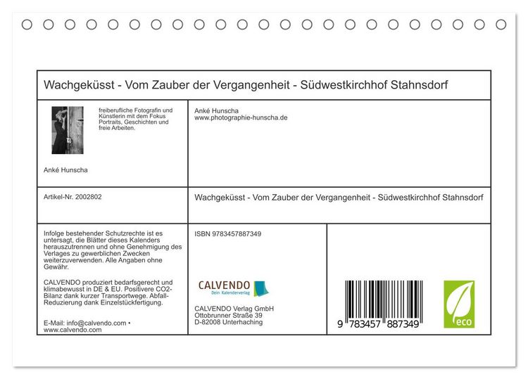 Produktbild: Wachgek&uuml;sst - Vom Zauber der Vergangenheit - S&uuml;dwestkirchhof Stahnsdorf (Tischkalender 2026 DIN A5 quer), CALVENDO Monatskalender