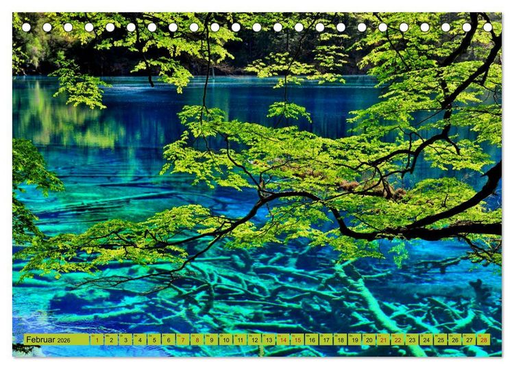 Produktbild: Die magischen Gew&auml;sser von Jiuzhaigou und Huanglong (Tischkalender 2026 DIN A5 quer), CALVENDO Monatskalender