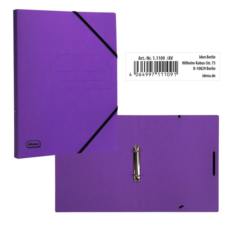Produktbild: Idena Ringbuch 2 Ringe lila DIN A4 25mm aus Karton