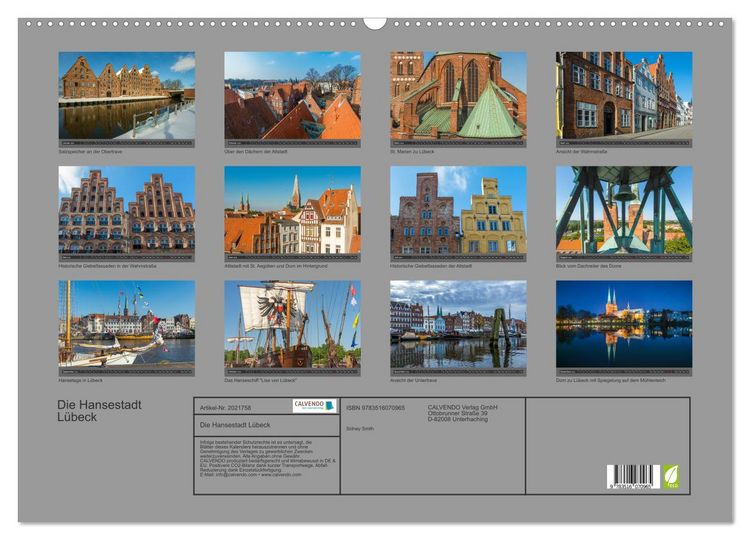 Produktbild: Die Hansestadt L&uuml;beck (Wandkalender 2026 DIN A2 quer), CALVENDO Monatskalender