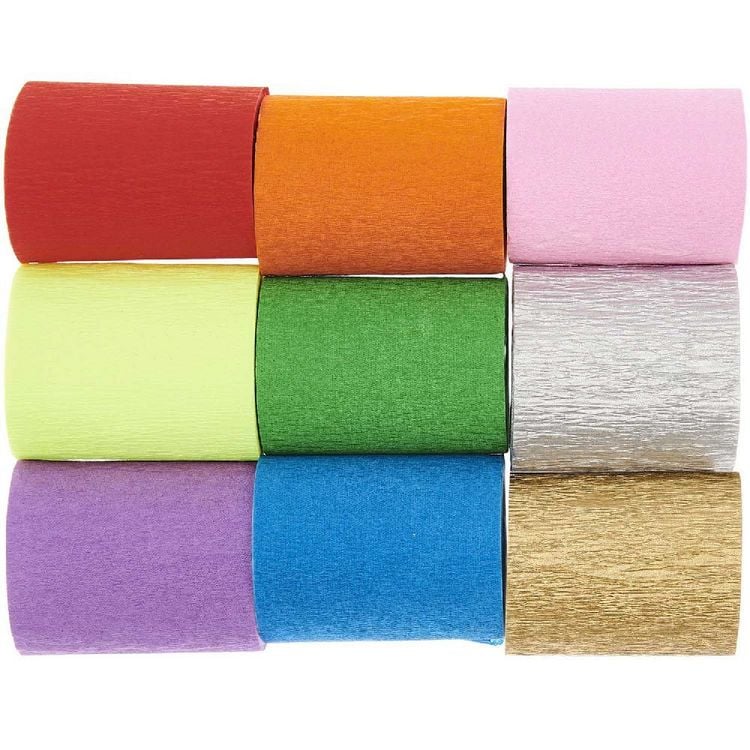 Produktbild: Kreppb&auml;nder, Regenbogen Klassik Mix, MIX, 9 Stk, 5,5 cm x 10 m