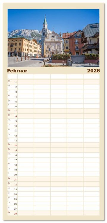 Produktbild: Familienplaner 2026 - Italien - zwischen Dolomiten und Amalfik&uuml;ste mit 5 Spalten (Wandkalender, 21 x 45 cm) CALVENDO