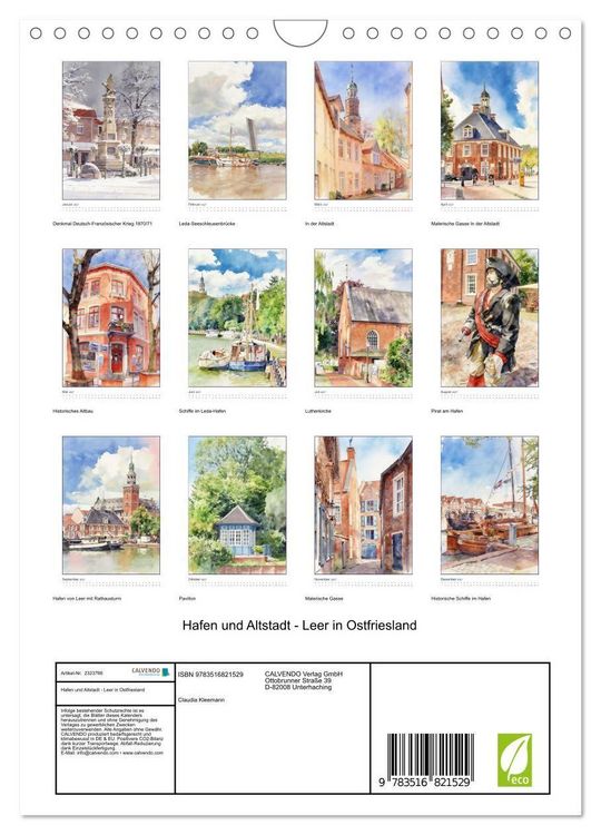 Produktbild: Hafen und Altstadt - Leer in Ostfriesland (Wandkalender 2027 DIN A4 hoch), CALVENDO Monatskalender