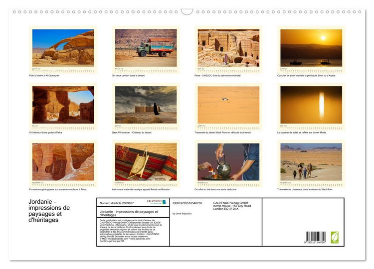 Produktbild: Jordanie - impressions de paysages et d'h&eacute;ritages (Calendrier mural 2026 DIN A2 vertical), CALVENDO calendrier mensuel