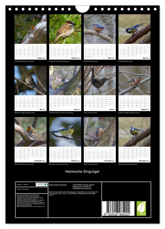 Produktbild: Heimische Singv&ouml;gel (Wandkalender 2026 DIN A4 hoch), CALVENDO Monatskalender