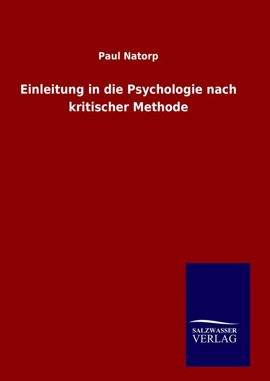 Produktbild: Einleitung in die Psychologie nach kritischer Methode